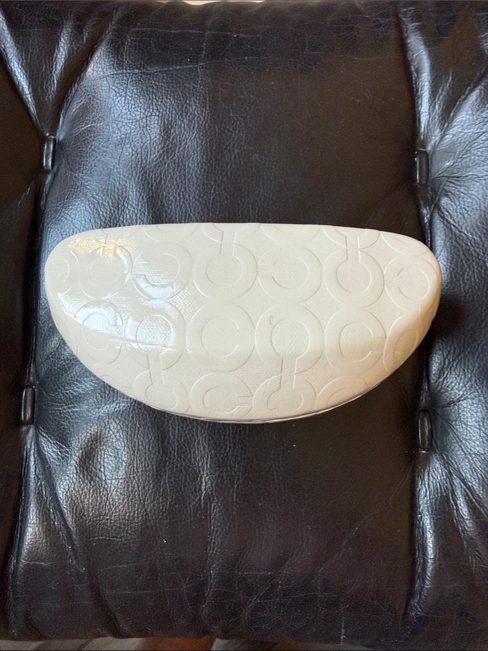 Coach Designer White Embossed Sunglasses Case - Women's Accessory